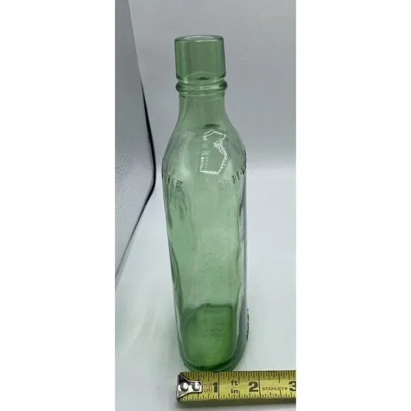 Vintage Green Glass Bottle One 1 Pint Federal Law Forbids Sale Or Reuse Flask - Picture 9 of 9